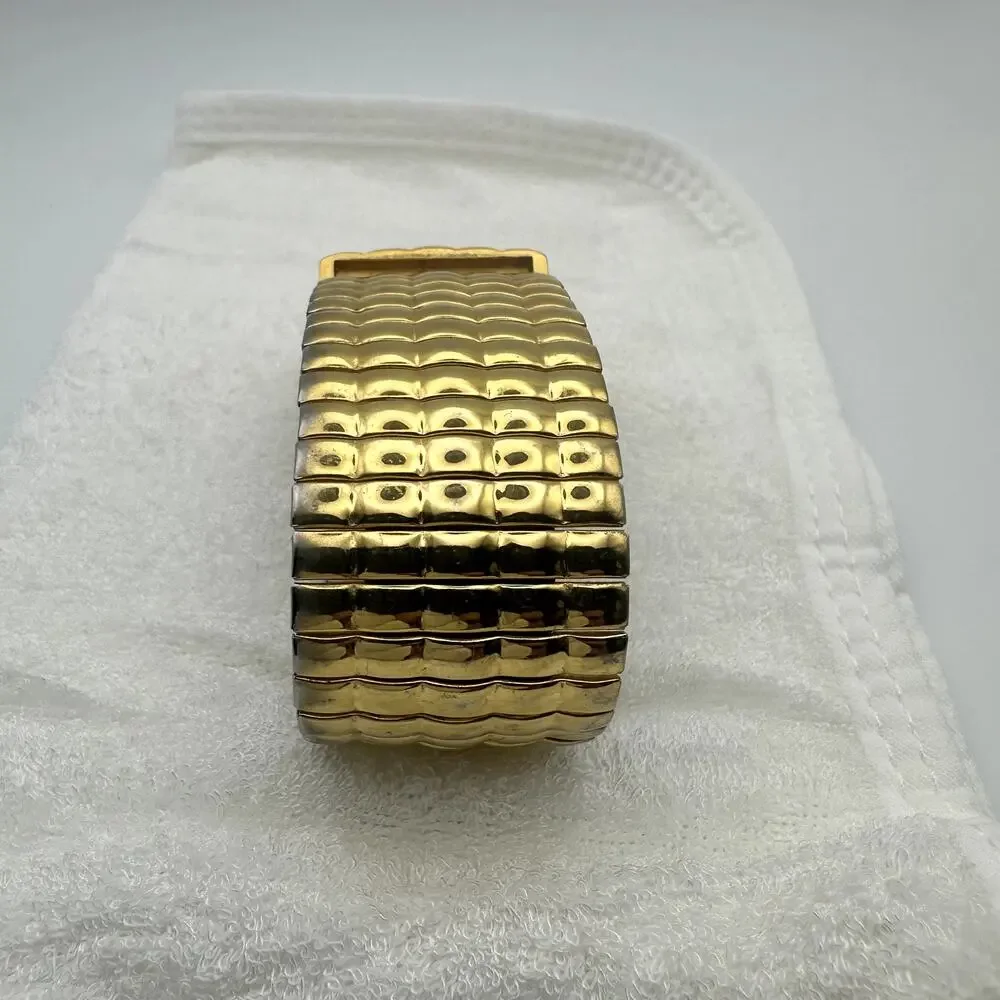 Joan Rivers Classics Gold Tone Quilted Square Dial Stretch Bracelet Watch